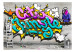 Vlies Fototapete Rosa Papagei - Street Art in Form von Graffiti mit großem Schriftzug 60761 additionalThumb 1