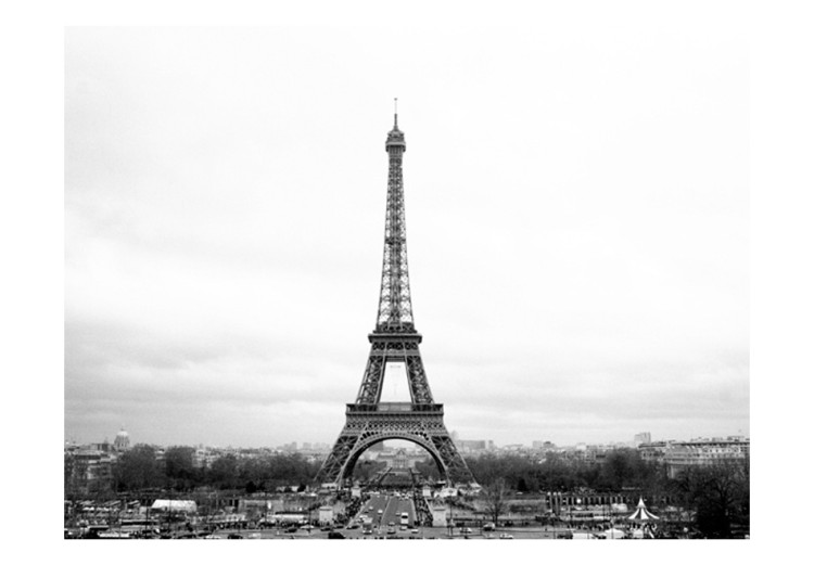Vlies Fototapete Pariser Stadtarchitektur - Schwarz-weißer Eiffelturm im Retro-Stil 59891 additionalImage 1