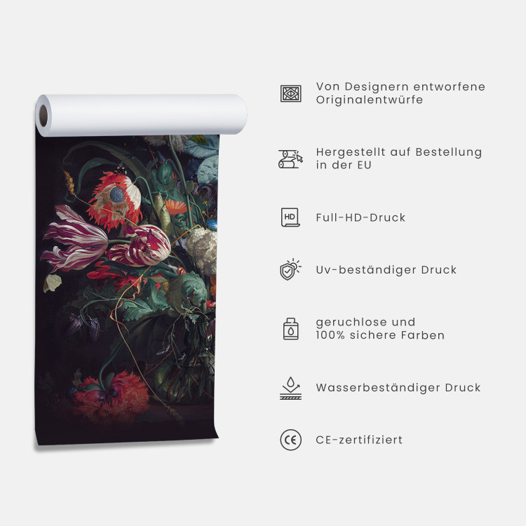 Vlies Fototapete Azalee in Schwarz - Kontrastreiches Blumenmotiv mit Spiegelung 60712 additionalImage 6