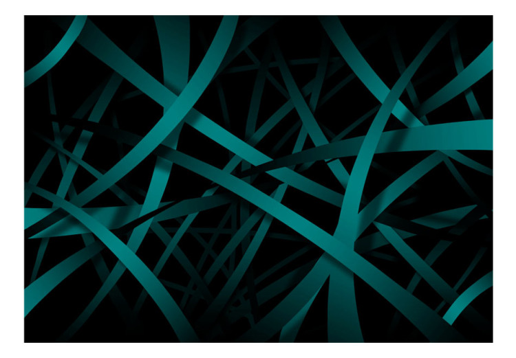 Vliestapete Perspektive - dunkelgrüne Streifen mit Illusion 3D und schwarzer Leere 60122 additionalImage 1