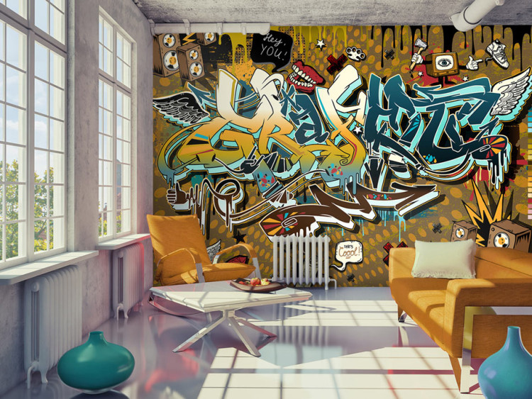 Vliestapete Cool! - Mural mit bunten Schriftzügen im Street-Art-Stil 60752