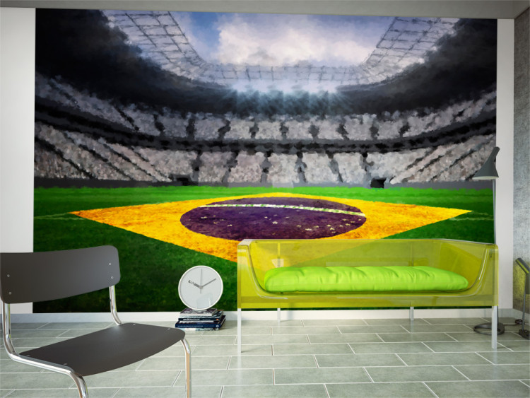 Fototapete Brasilianischer Fußball - Fußballstadion mit brasilianischer Flagge 61152