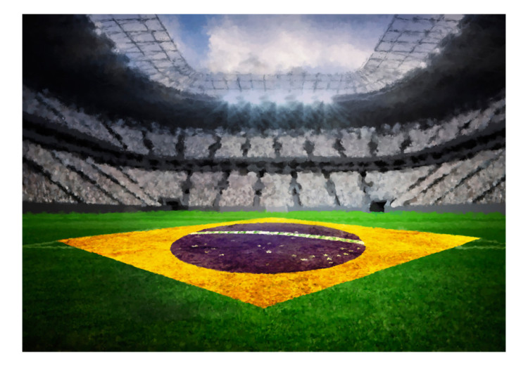 Fototapete Brasilianischer Fußball - Fußballstadion mit brasilianischer Flagge 61152 additionalImage 1