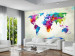 Vliestapete Explosion von Farben - bunte Weltkarte mit Aquarellmotiv 59962