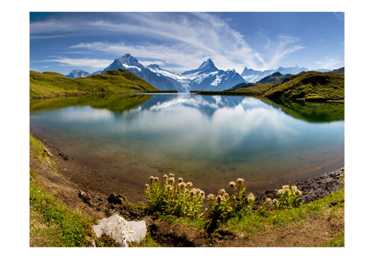 Vliestapete Alpenlandschaft in der Schweiz - Berge spiegeln sich im See 59972 additionalImage 1