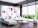 Fototapete Natur - Violette Blumen auf Hintergrund mit fantasievollen Elementen 60713