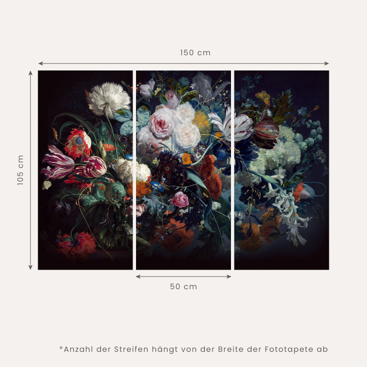 Vlies Fototapete Unter Blumen - Fantasy-Motiv mit Vögeln und Schädel auf Blumentapete 59723 additionalImage 7