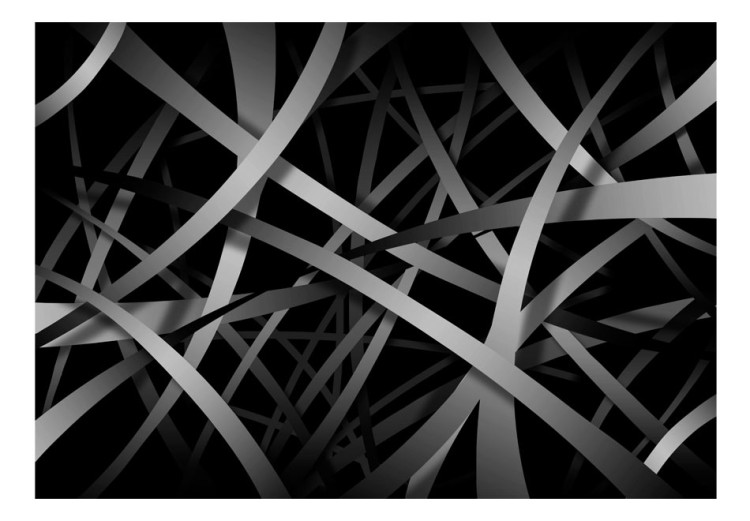 Vlies Fototapete Perspektive - dunkelgraue Streifen mit 3D-Illusion und schwarzer Leere 60123 additionalImage 1