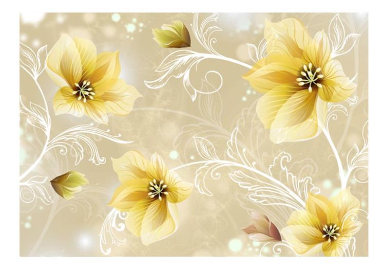 Fototapete Blumenmotiv - Gelbe Blumen mit fantasievollem Muster 60833 additionalImage 1