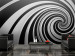 Vliestapete 3D-Illusion - abstrakter schwarz-weißer Wirbel mit Raumillusion 59783