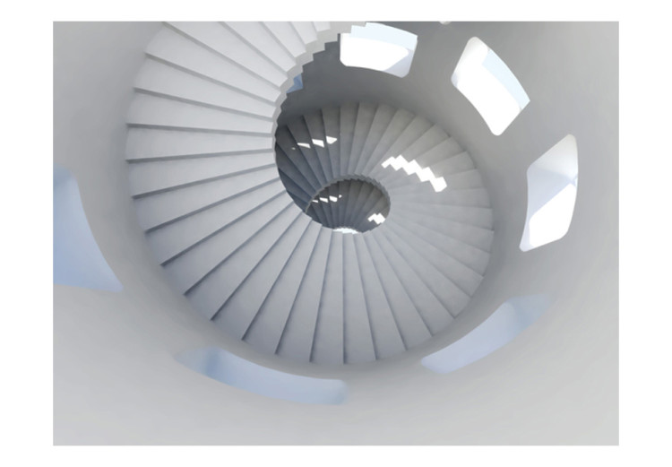 Vliestapete Innenarchitektur - spiralförmige weiße Treppe mit hellem Licht 59804 additionalImage 1