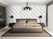 Vlies Fototapete Subtiler Glamour - Muster mit weißem gestepptem Leder für Schlafzimmer 61014