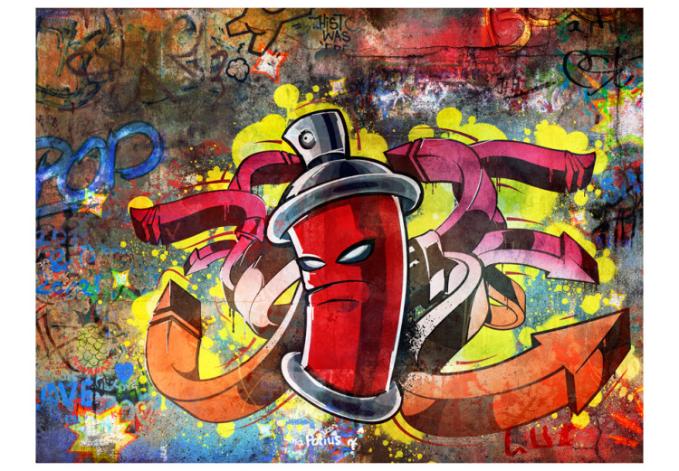 Vlies Fototapete Graffiti Monster - Street Art mit einer Sprühdose bunter Hintergrund 60535 additionalImage 1
