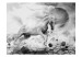 Vlies Fototapete Schwarz-weiße Fantasie - Welt mit weißem Pferd mit Mond und Figuren 60155 additionalThumb 1