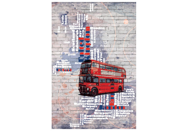 Vlies Fototapete Großbritannien - London - Mural mit Bus und Städtenamen urban Stil 60755 additionalImage 1