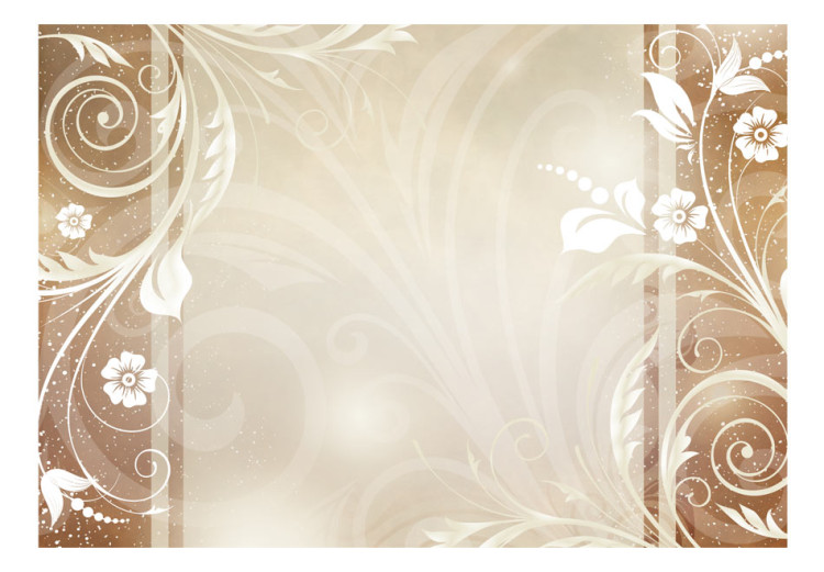 Vliestapete Subtile Abstraktion - Muster weiße Blumen braun-beiger Hintergrund 59716 additionalImage 1