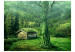 Vlies Fototapete Grüne Einsamkeit - Berglandschaft mit üppigem Wald und einem Haus 60526 additionalThumb 1