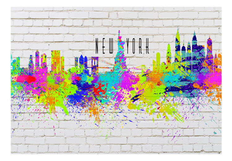 Vliestapete Farben der Stadt - bunte Abstraktion von New York mit Freiheitsstatue 59776 additionalImage 1