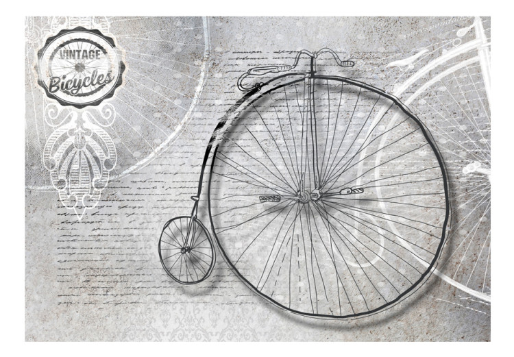 Fototapete Vintage-Fahrrad - Schwarz-weißes Retro-Fahrrad mit Schriftzügen 61176 additionalImage 1
