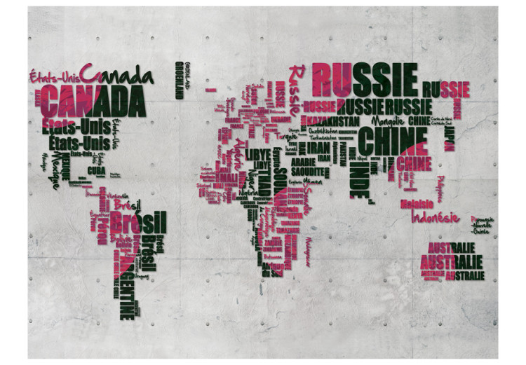 Vlies Fototapete Schwarz-rosa Kontinente - Weltkarte mit französischen Beschriftungen 59996 additionalImage 1
