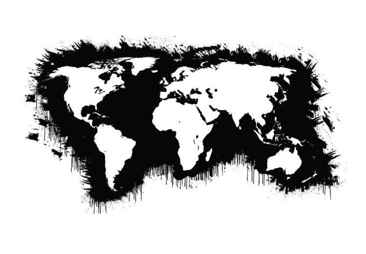 Vlies Fototapete Welt schwarz-weiß - Karte mit weißen Kontinenten und schwarzen Ozeanen 60017 additionalImage 1