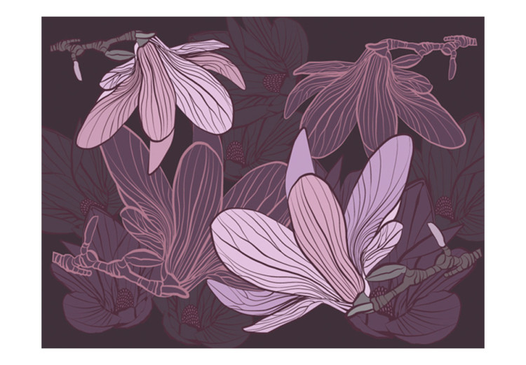 Vlies Fototapete Abstraktion - Komposition von Magnolienblüten in Fliedertönen 60817 additionalImage 1