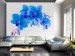 Vliestapete Blaue Erregung - energetische Orchideen auf weißen Backsteinen 60247