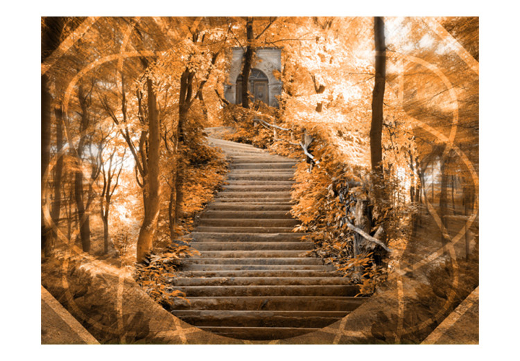 Vliestapete Herbstfantasie - Treppe zur Tür inmitten von Herbstbäumen 59757 additionalImage 1