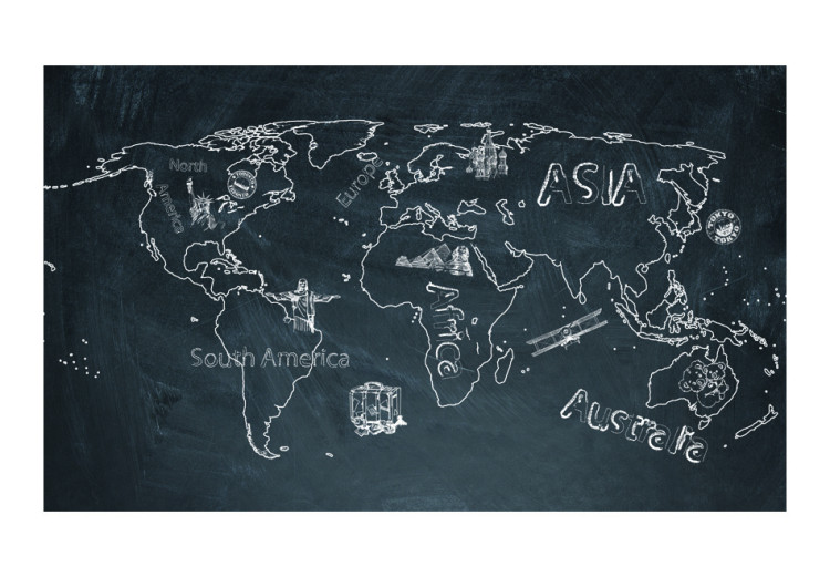 Fototapete Weltkarte - Kontinente auf schwarzem Hintergrund mit Beschriftungen 59957 additionalImage 1