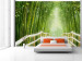 Vlies Fototapete Naturruhe - Fantasie einer chinesische Brücke inmitten grüner Bambusse 59777