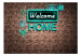Vliestapete Welcome home - Neonartiger Schriftzug mit Icons auf braunem Ziegel 60887 additionalThumb 1