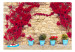 Fototapete Steinmauer - Hintergrund mit rotem Efeu und türkisen Blumentöpfen 60987 additionalThumb 1