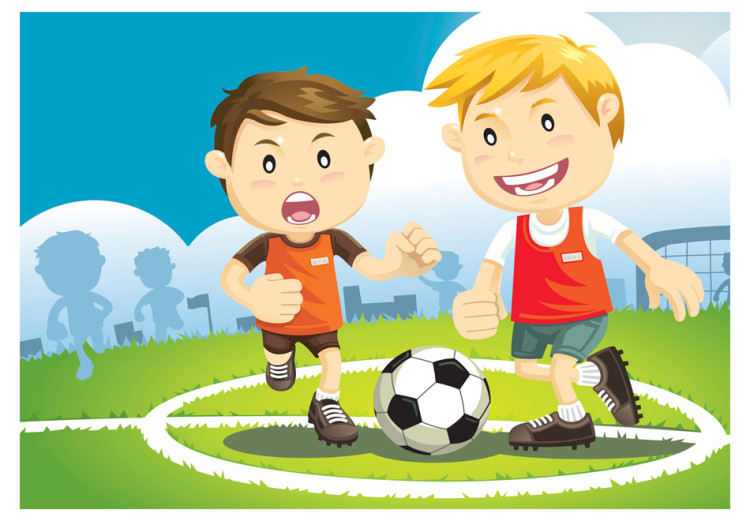 Vlies Fototapete Fußballspieler - Jungen die Fußball auf Feld spielen für Kinder 61197 additionalImage 1