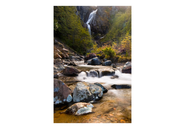 Fototapete Bergbach - Fluss mit Wasserfall inmitten grüner Waldbäume 60008 additionalImage 1