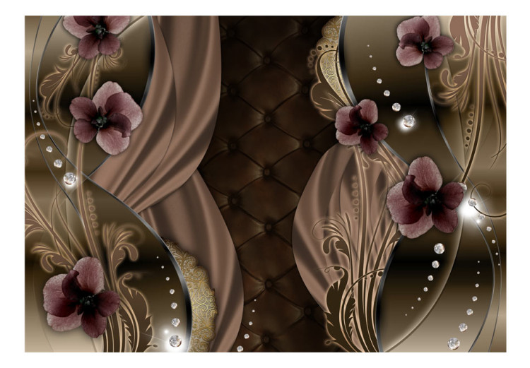 Vlies Fototapete Burgunderfehler - Abstrakt mit Blumen auf gepolstertem Hintergrund 60808 additionalImage 1