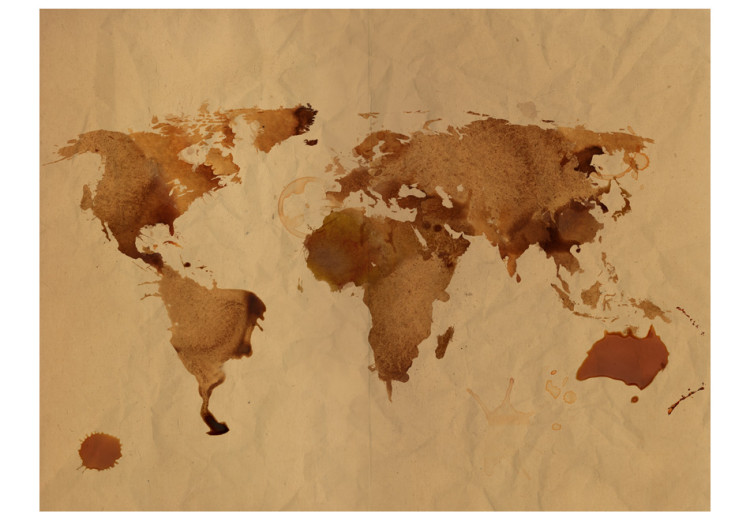 Fototapete Kaffee-Welt - abstrakte Weltkarte als Flecken auf sandigem Hintergrund 59948 additionalImage 1