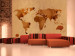 Fototapete Kaffee-Welt - abstrakte Weltkarte als Flecken auf sandigem Hintergrund 59948
