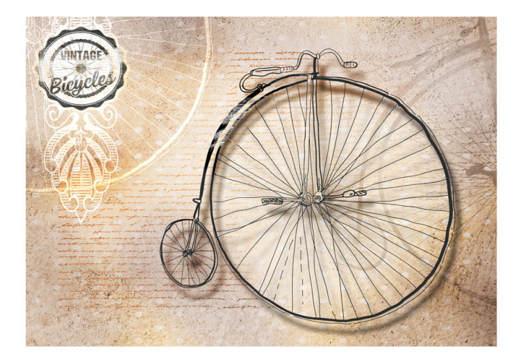 Vliestapete Vintage-Fahrrad - Altes Retro-Fahrrad mit großem Rad in Sepia 61168 additionalImage 1