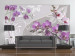 Vliestapete Flug der purpurroten Orchideen - Blumen mit fantasievollen Elementen 60298