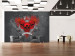 Vlies Fototapete Dunkelheit - Street-Art mit roten Totenköpfen und Schriftzug auf Grau 60619