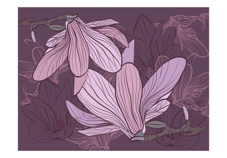 Vliestapete Violette Magnolien - Fantasie mit Magnolienblüten einfarbig 60739 additionalImage 1