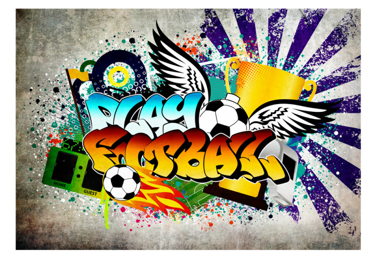 Vliestapete Sportliches buntes Graffiti - Fußballausdruck für Jugendliche 61149 additionalImage 1